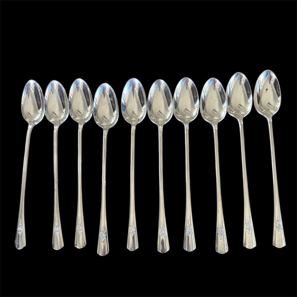 Vintage WM Rogers Desire Iced Tea Spoons  Set of 10 (1940s) Silverplate Flatware